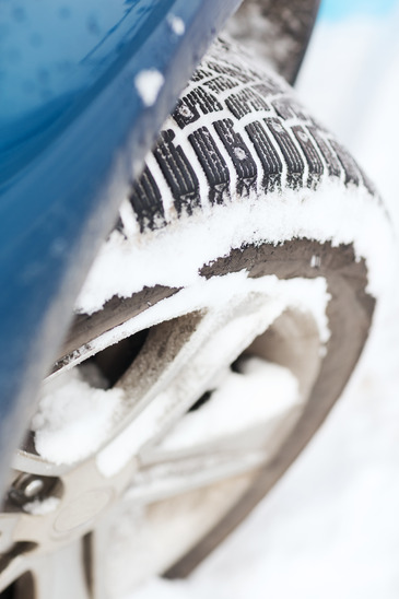 closeup of car winter tire